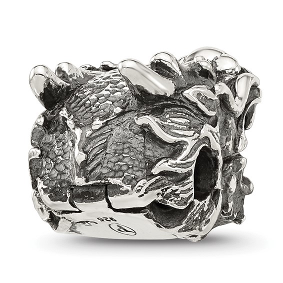 Sterling Silver Reflections Antiqued Chinese Dragon Hinged Bead