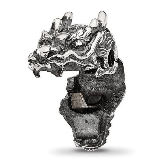 Sterling Silver Reflections Antiqued Chinese Dragon Hinged Bead