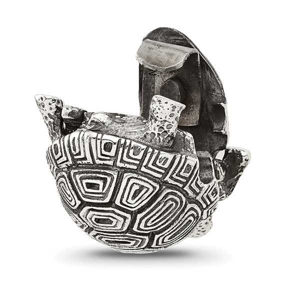 Sterling Silver Reflections Antiqued Tortoise Hinged Bead
