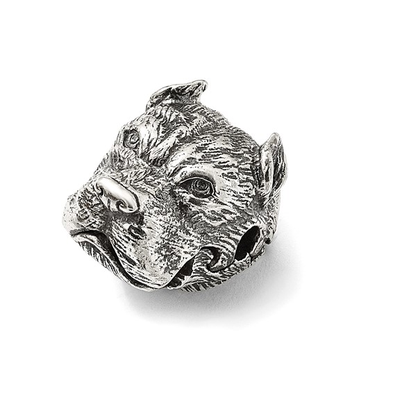 Sterling Silver Reflections Antiqued Pitbull Hinged Bead