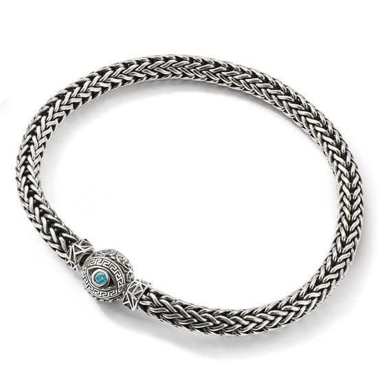 Sterling Silver Reflections Antiqued CZ Nazar Eye Hinged Bead