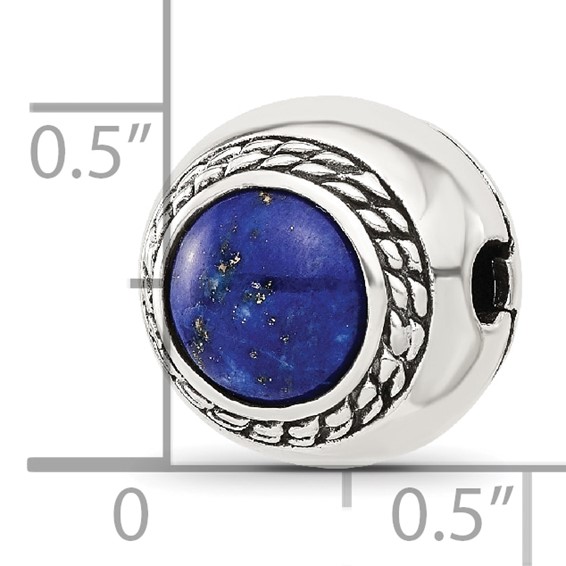 Sterling Silver Reflections Lapis Lazuli Lucky Stone Hinged Bead