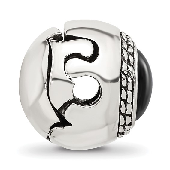 Sterling Silver Reflections Black Onyx Lucky Stone Hinged Bead