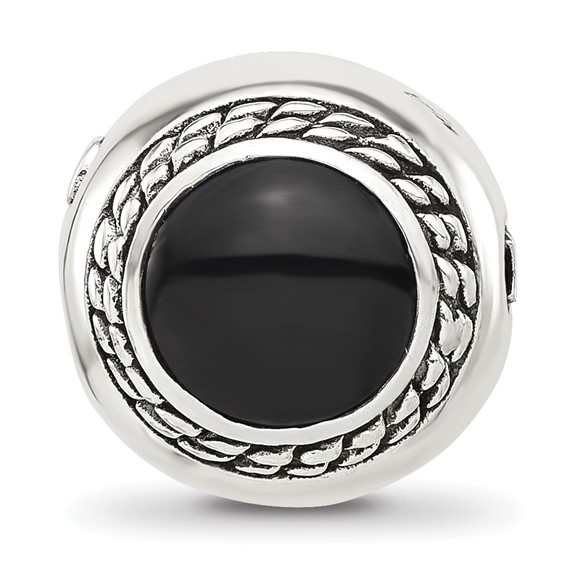 Sterling Silver Reflections Black Onyx Lucky Stone Hinged Bead