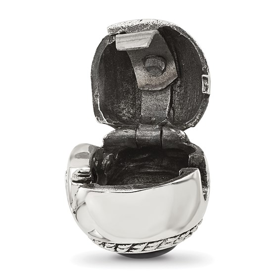 Sterling Silver Reflections Black Onyx Lucky Stone Hinged Bead