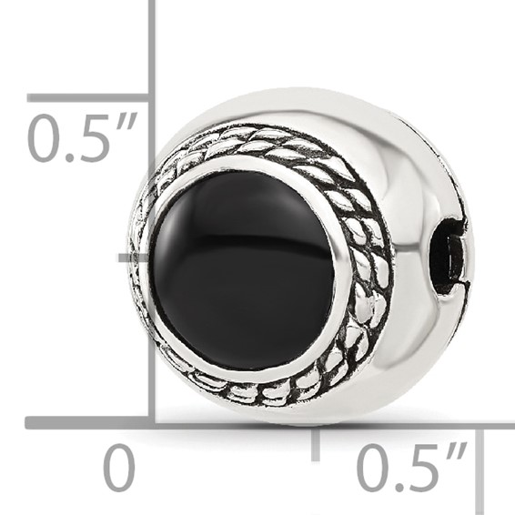 Sterling Silver Reflections Black Onyx Lucky Stone Hinged Bead
