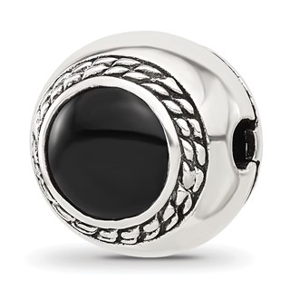 Sterling Silver Reflections Black Onyx Lucky Stone Hinged Bead