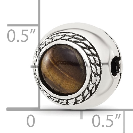 Sterling Silver Reflections Tigers Eye Lucky Stone Hinged Bead
