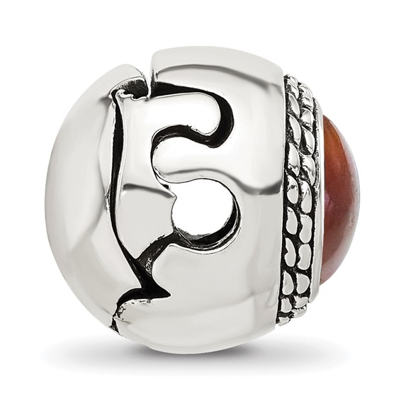 Sterling Silver Reflections Carnelian Stone Hinged Bead