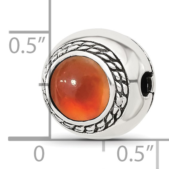 Sterling Silver Reflections Carnelian Stone Hinged Bead
