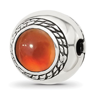 Sterling Silver Reflections Carnelian Stone Hinged Bead