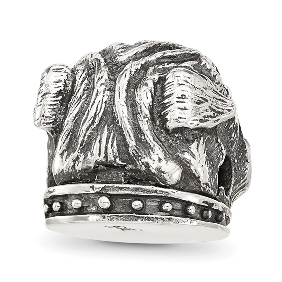 Sterling Silver Reflections Antiqued Bulldog Hinged Bead
