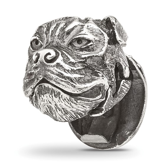 Sterling Silver Reflections Antiqued Bulldog Hinged Bead