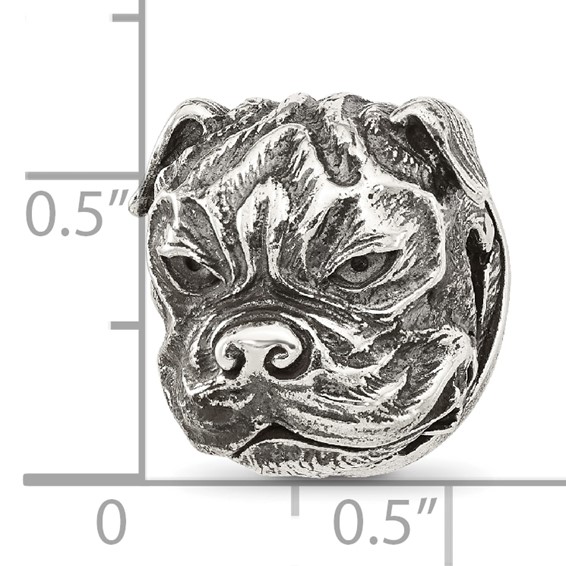 Sterling Silver Reflections Antiqued Bulldog Hinged Bead