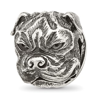 Sterling Silver Reflections Antiqued Bulldog Hinged Bead