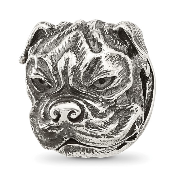 Sterling Silver Reflections Antiqued Bulldog Hinged Bead