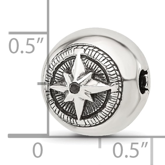 Sterling Silver Reflections Round Star Compass Hinged Bead
