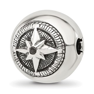 Sterling Silver Reflections Round Star Compass Hinged Bead