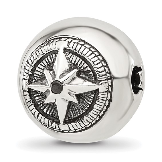 Sterling Silver Reflections Round Star Compass Hinged Bead
