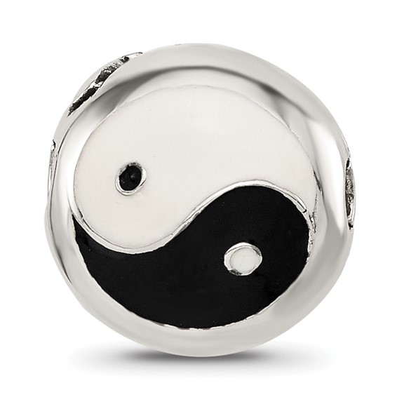 Sterling Silver Reflections Enameled Yin Yang Hinged Bead