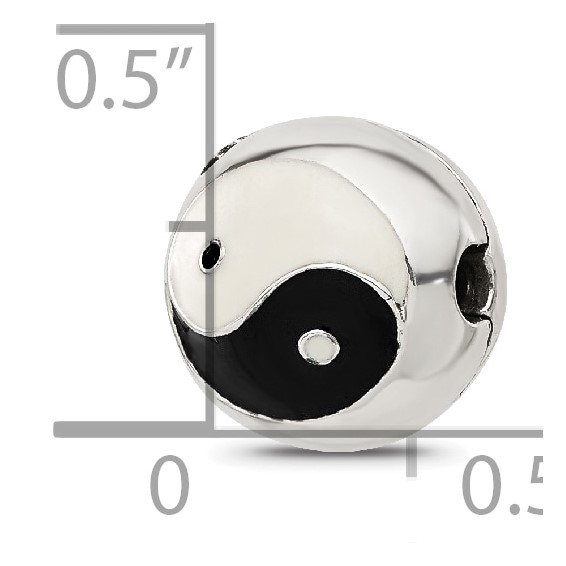 Sterling Silver Reflections Enameled Yin Yang Hinged Bead