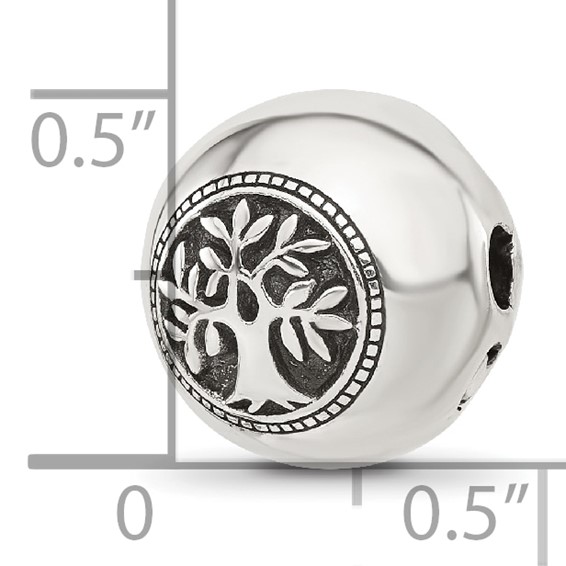 Sterling Silver Reflections Polished Circle Tree of Life Hinged Bead