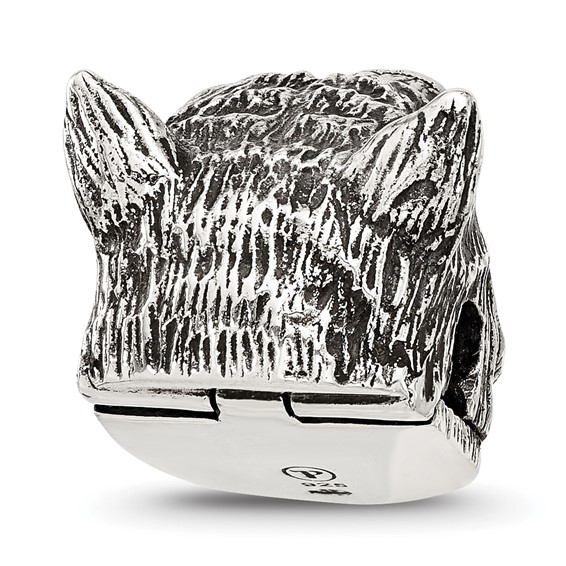 Sterling Silver Reflections Polished Wolf Head Hinged Bead