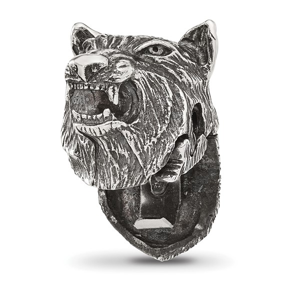 Sterling Silver Reflections Polished Wolf Head Hinged Bead