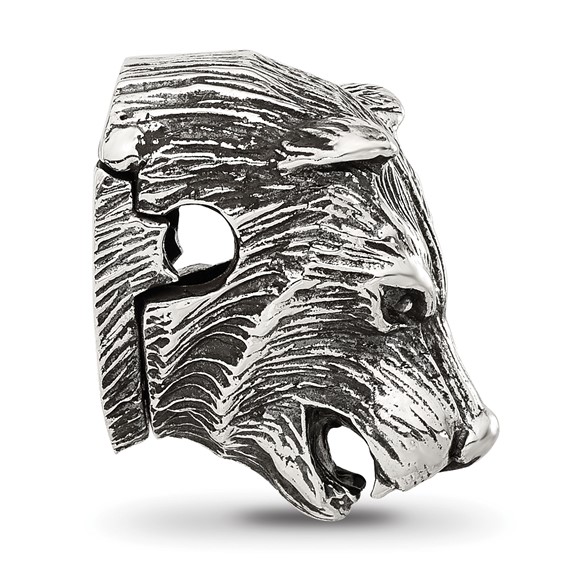 Sterling Silver Reflections Polished Bear Head Hinged Bead