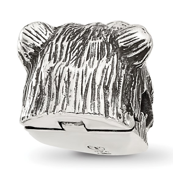 Sterling Silver Reflections Polished Bear Head Hinged Bead