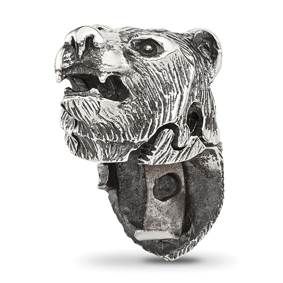 Sterling Silver Reflections Polished Bear Head Hinged Bead