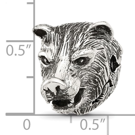 Sterling Silver Reflections Polished Bear Head Hinged Bead
