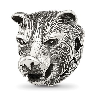 Sterling Silver Reflections Polished Bear Head Hinged Bead
