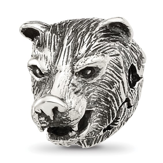 Sterling Silver Reflections Polished Bear Head Hinged Bead