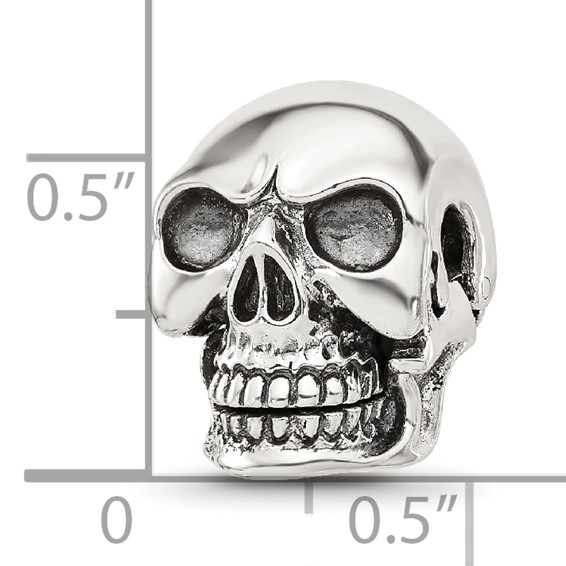 Sterling Silver Reflections Antiqued Skull Hinged Bead