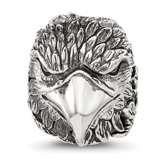Sterling Silver Reflections Antiqued Eagle Head Hinged Bead