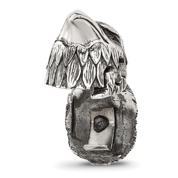 Sterling Silver Reflections Antiqued Eagle Head Hinged Bead