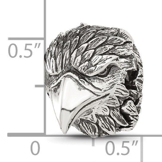 Sterling Silver Reflections Antiqued Eagle Head Hinged Bead
