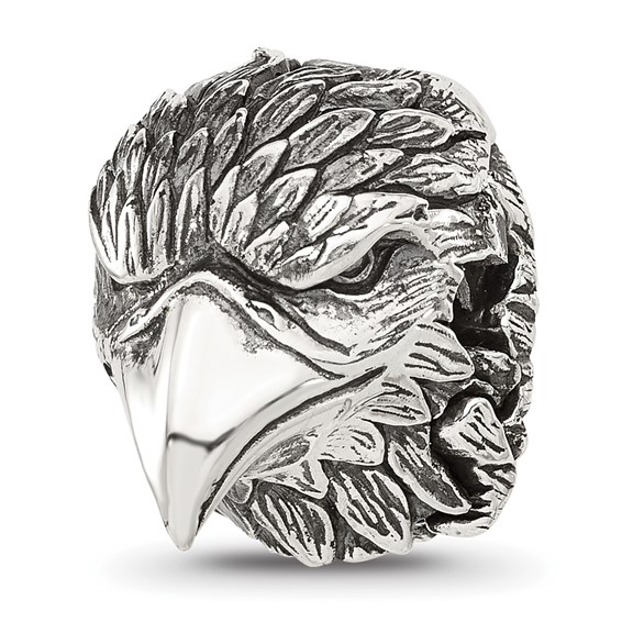 Sterling Silver Reflections Antiqued Eagle Head Hinged Bead