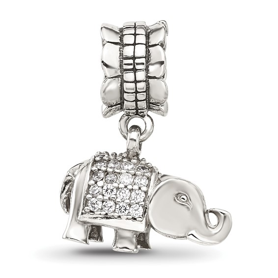 Sterling Silver Reflections CZ Elephant Dangle Bead