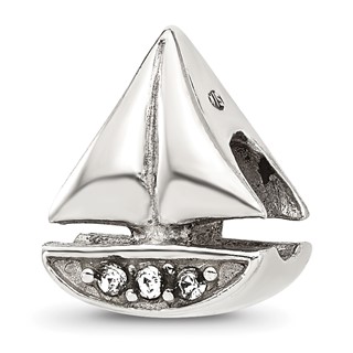 Sterling Silver Reflections Crystal Sailboat Bead