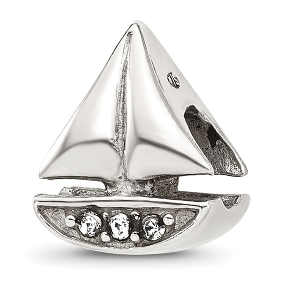 Sterling Silver Reflections Crystal Sailboat Bead