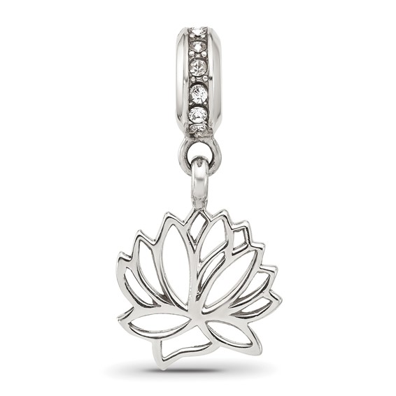 Sterling Silver Reflections Crystal Lotus Flower Dangle Bead
