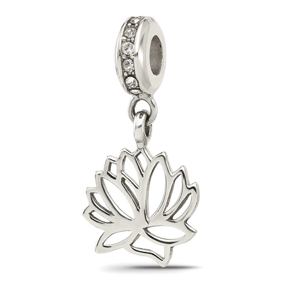 Sterling Silver Reflections Crystal Lotus Flower Dangle Bead