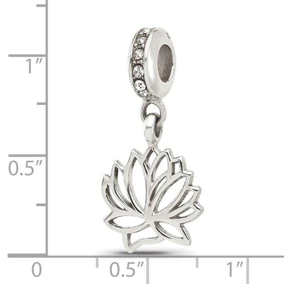 Sterling Silver Reflections Crystal Lotus Flower Dangle Bead