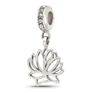 Sterling Silver Reflections Crystal Lotus Flower Dangle Bead