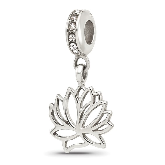 Sterling Silver Reflections Crystal Lotus Flower Dangle Bead