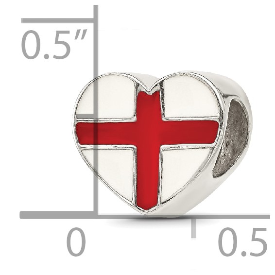 Sterling Silver Reflections Switzerland Enameled Flag Heart Shaped Bead