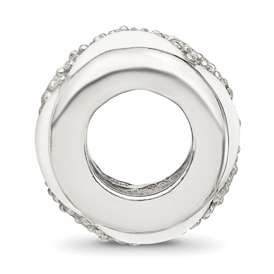 Sterling Silver Reflections White Enamel with CZ Design Bead