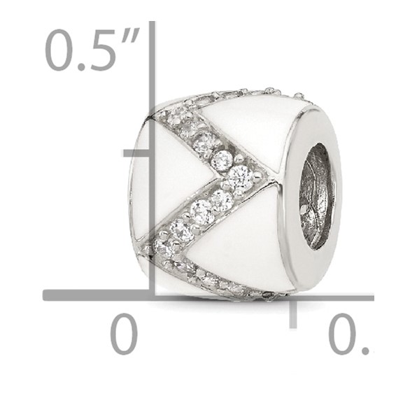 Sterling Silver Reflections White Enamel with CZ Design Bead